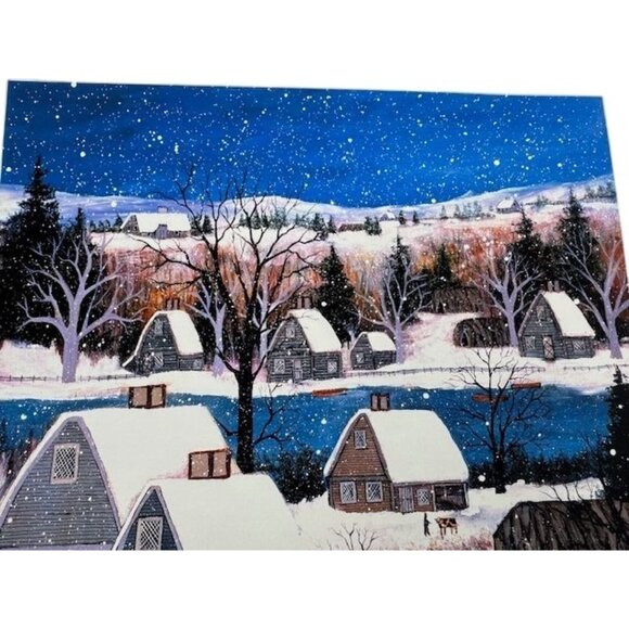 NWT Thanksgiving Feast In Winter Snow Art Print By J.L. Munro Signed & Numbered - Picture 5 of 9